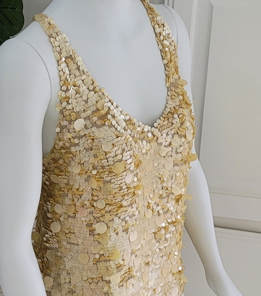 City DKNY Gold sequined silk cami top size 12 - Picture 2 of 14